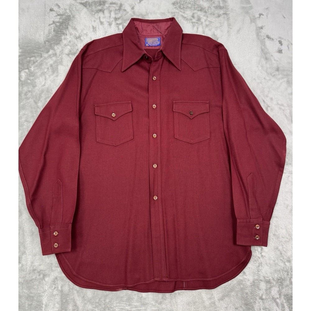 Vintage Pendleton Wool Shirt Mens XL Red Button Down‎ Flannel Cowboy Western 60s